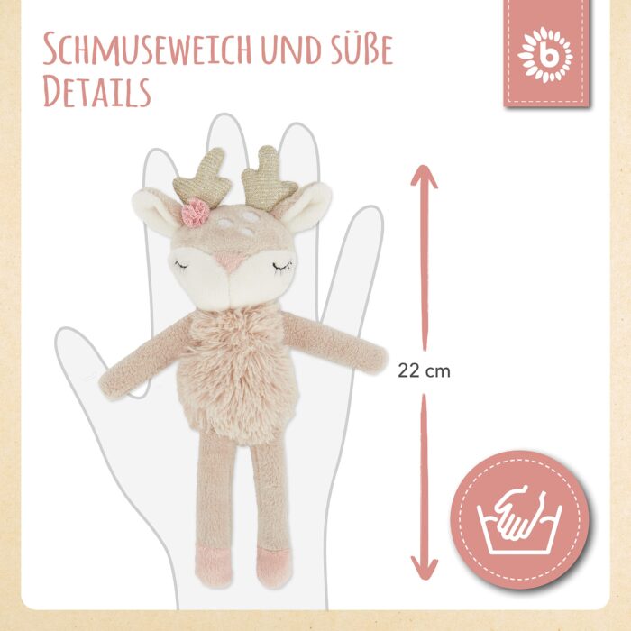 Bieco Kuscheltier Reh Ella mit Rassel | Baby Kuscheltier ab 0 Monate Stofftier Baby Plüschtier Reh rentier - Image 5